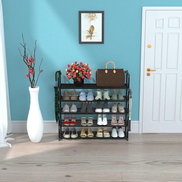 5 Tiers Metal Shoe Rack,Shoe Shelf Storage Organizer Stackable Boot.